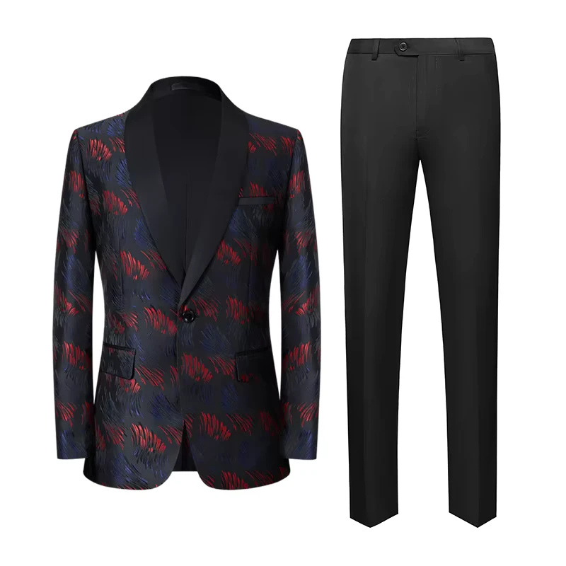 Custom Plus Size Breathable Wool Silk Shawl Lapel Embroidery High End European and American Men's Suits and Formal Wear