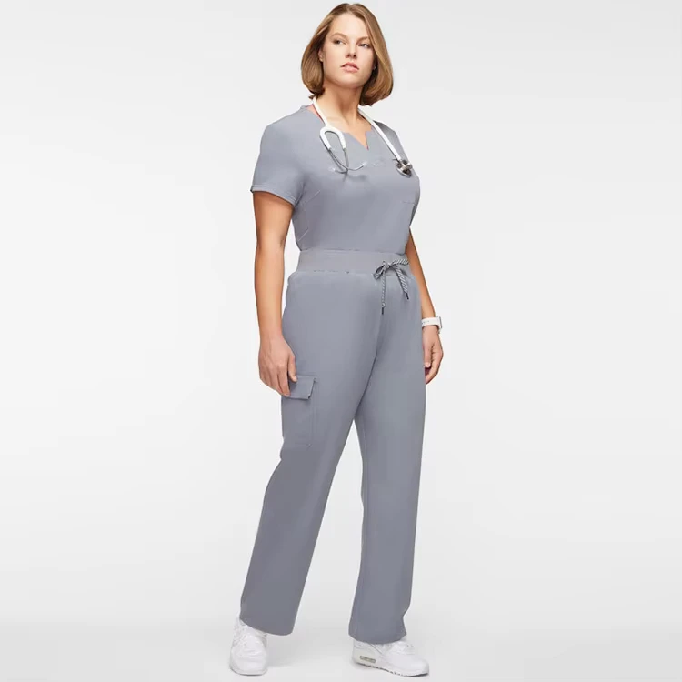 Custom Plus Size Woven Nursing Short Sleeve Hospital Scrubs Uniforms Sets for Women