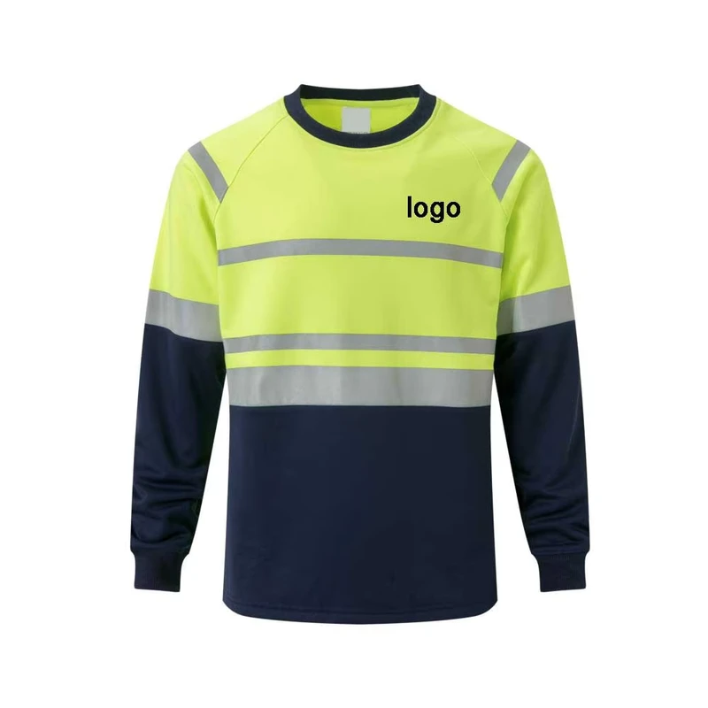 Custom Polyester Fleece Reflective Tape Construction Safety Hi Vis Heavyweight Hoodie