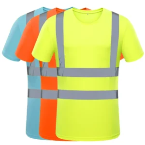 Custom Polyester Quick Dry Hi Vis Workwear Safety T Shirt Reflective Work Construction Reflective Polo Shirts