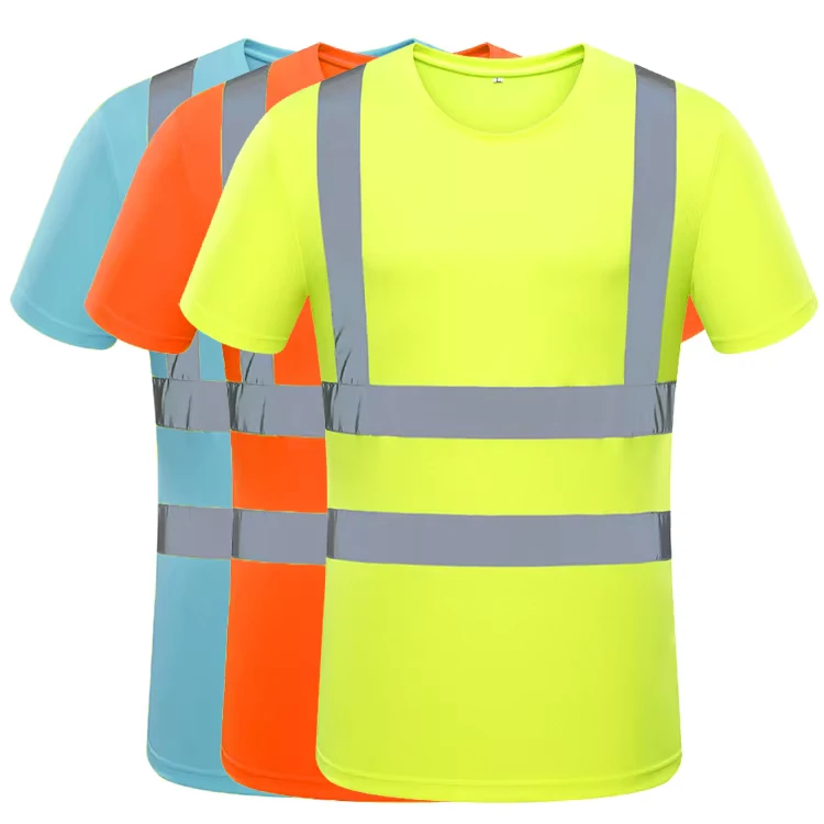 Custom Polyester Quick Dry Hi Vis Workwear Safety T Shirt Reflective Work Construction Reflective Polo Shirts