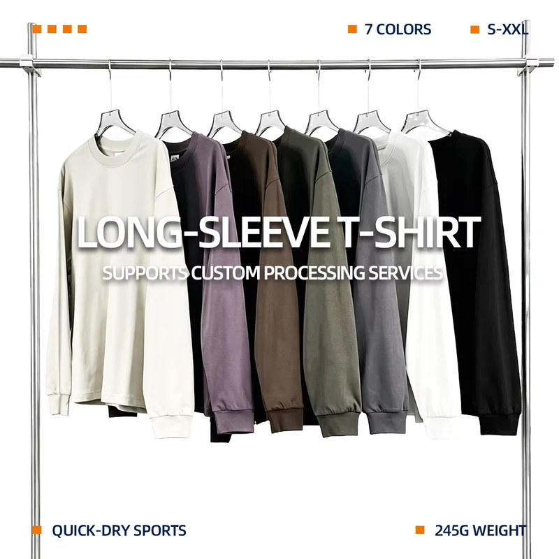 Custom Print On Demand Mid Weight Quick Drying Sports Long Sleeves Shirt Custom Screen Printing Men's Pullovers