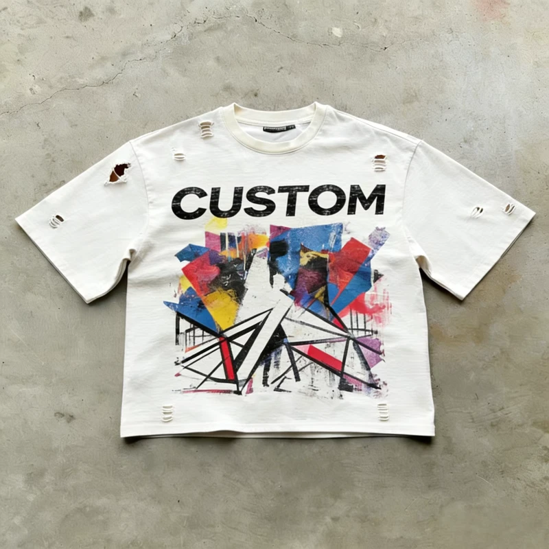 Custom Print Shirt High Quality 100 Cotton Street Wear Oversized Men's Short Sleeve T Shirt for Men Logo