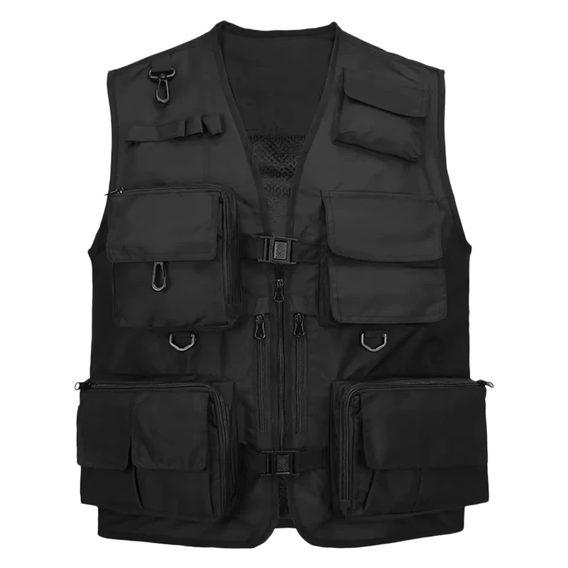 Custom Printed Logo Men's Utility Multi-Pocket Breathable Work Mesh Vest