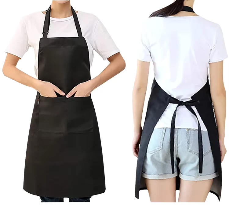 Custom Printed Logo Thickened Anti-Oil Waterproof Chef Apron for Restaurant Kitchen, Adjustable