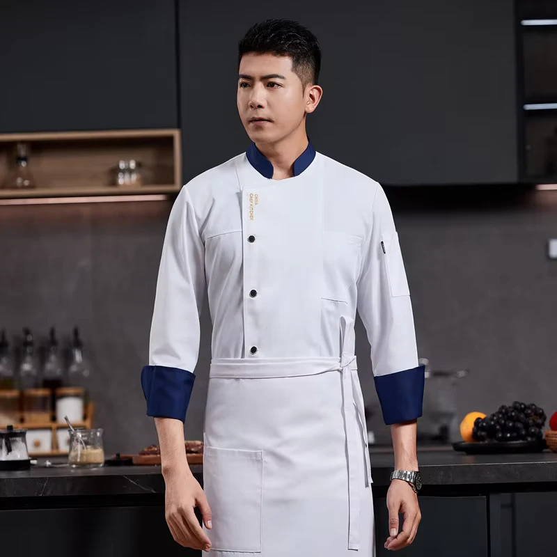 Custom Printed Long-Sleeve Waterproof Chef Uniform for Kitchens, Restaurants, and Bars