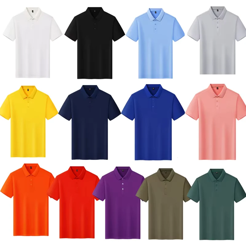 Custom Printed Short-Sleeve Workwear Polo Shirt Turn-Down Collar
