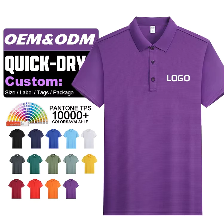 Custom Printing logo Quick Dry Men Work Polo t Shirts Breathable Mesh Fabric Polyester Men's Polo Shirts Uniform