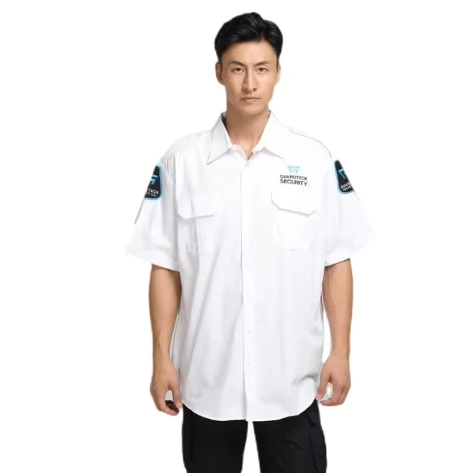 Custom-Professional-Guard-Security-Uniform-Shirt-Short-Sleeve-Button-Up-Quick-Dry-Shirt-With-Shoulder-Strap