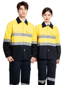 Custom Protective Reflective Hi Visibility Workwear Shirts Pure Cotton Work Jacket