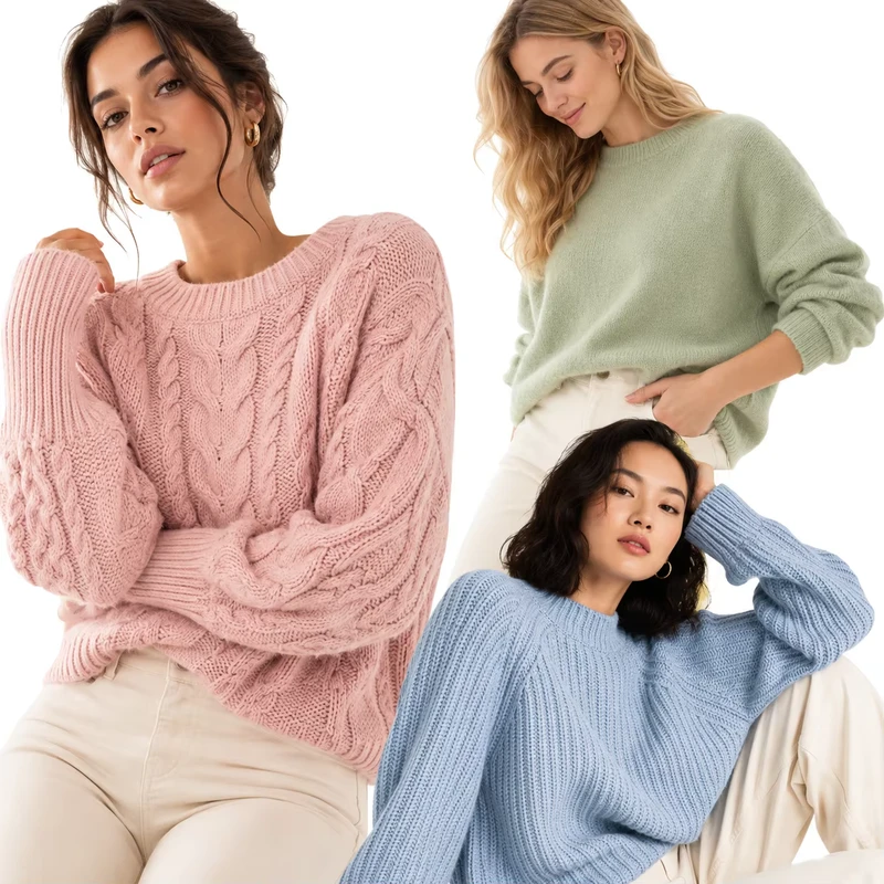 Custom Pure Cotton Crew Neck Sweater, Casual Knit Pullover for Men & Women, OEM Factory