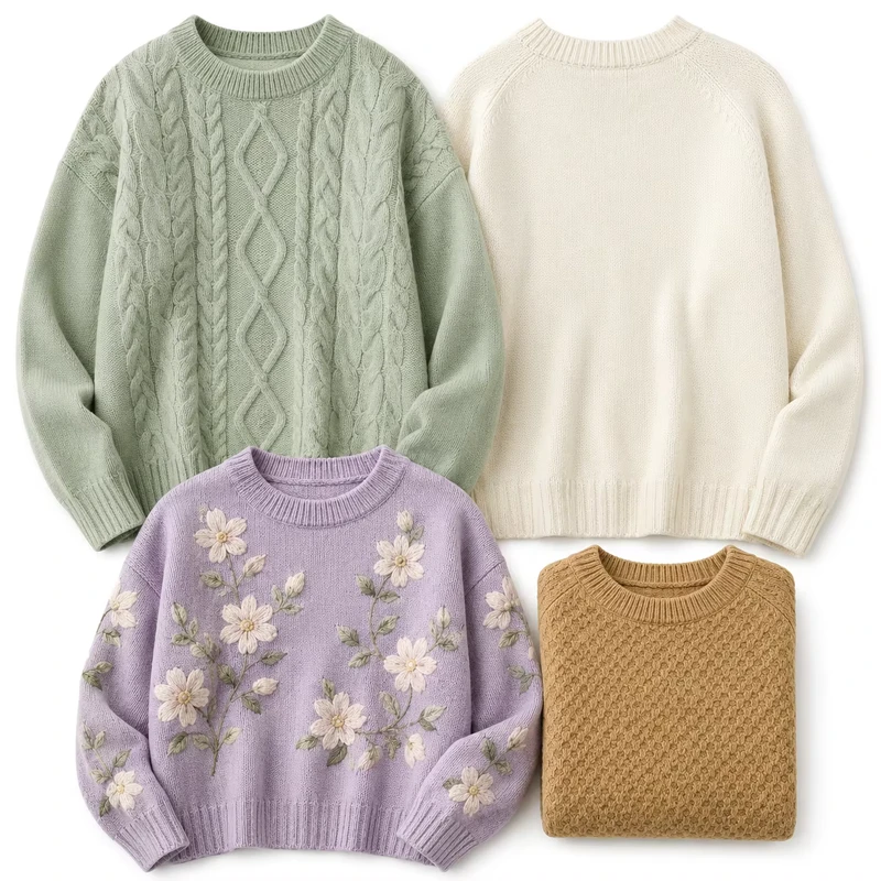 Custom Pure Cotton Plain Knit Crew Neck Pullover Sweater, Soft Casual Fashion Top for Bulk Supply