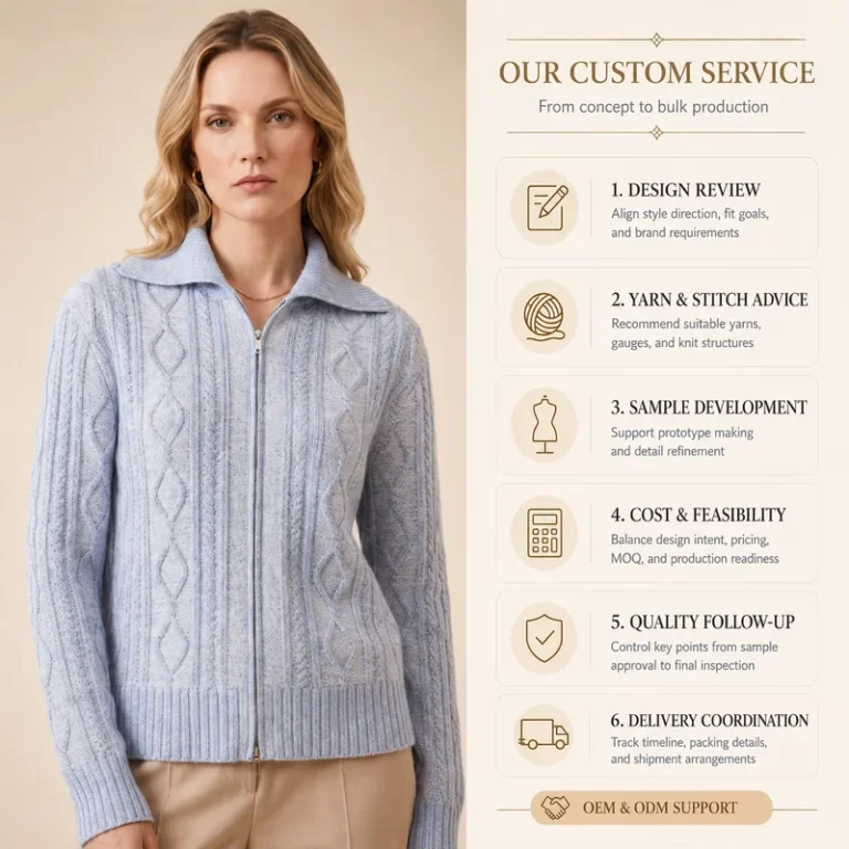 Custom-RWS-Merino-Wool-Cable-Knit-Zip-Cardigan-7GG-Womens-Sweater
