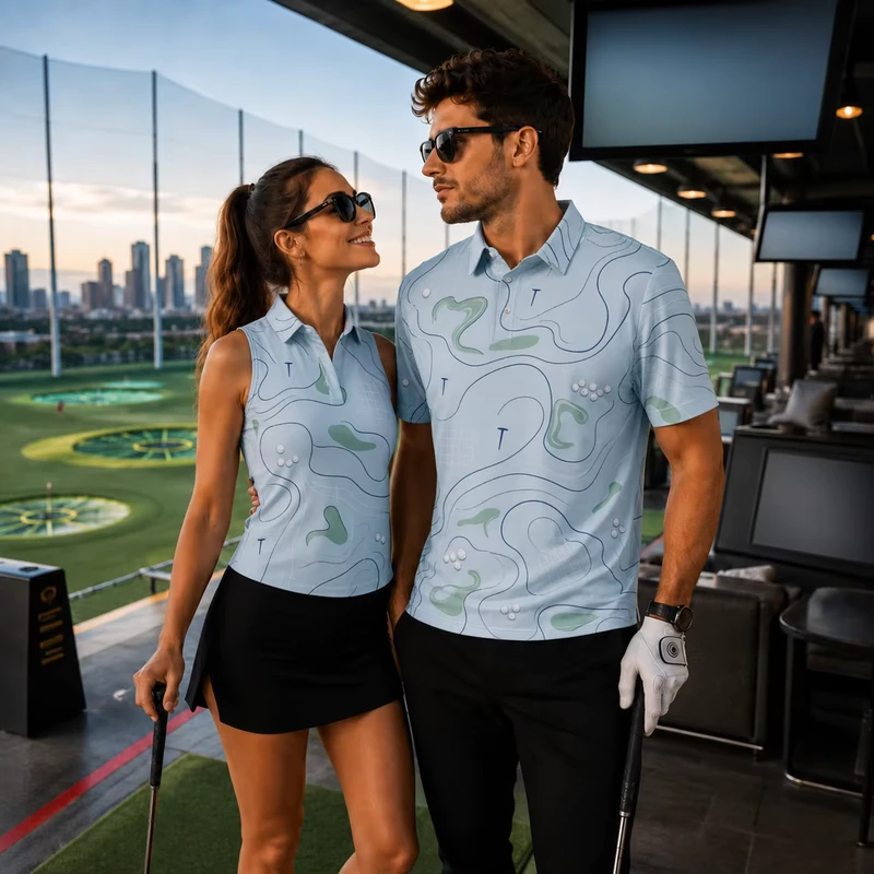 Custom Recycled Resort Vacation Golf Social Events Paint Polo Luxury Casual Golf Wear His and Her Gold Polo Shirts
