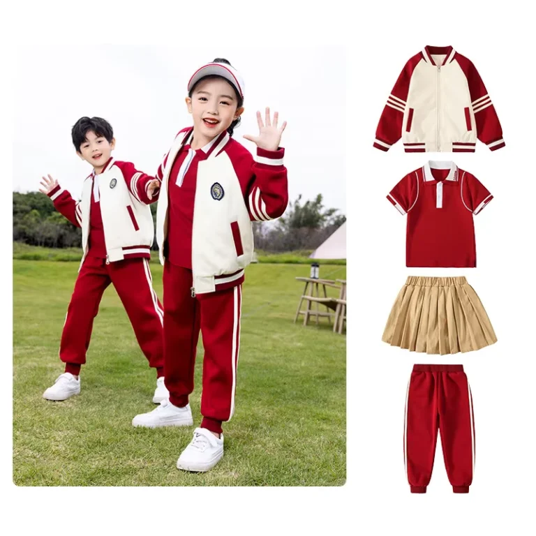 Custom-Red-School-Uniform-Sportswear-and-Clothes-Kindergarten-Uniforms-for-Primary-School