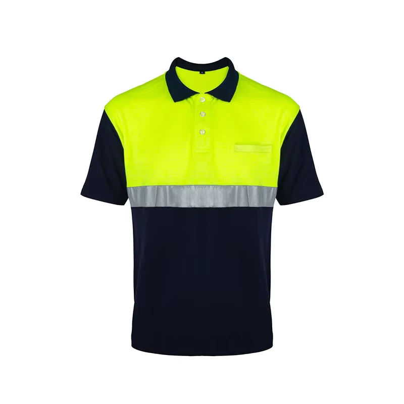 Custom Reflective Safety Hi Vis Polo Shirt Short Sleeve High Visibility T Shirt