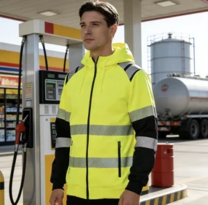 Custom Reflective Safety Hi Vis Sweatshirt Yellow ANSI Class 3 High Visibility Jacket Pullover Customized Logo Night Runners