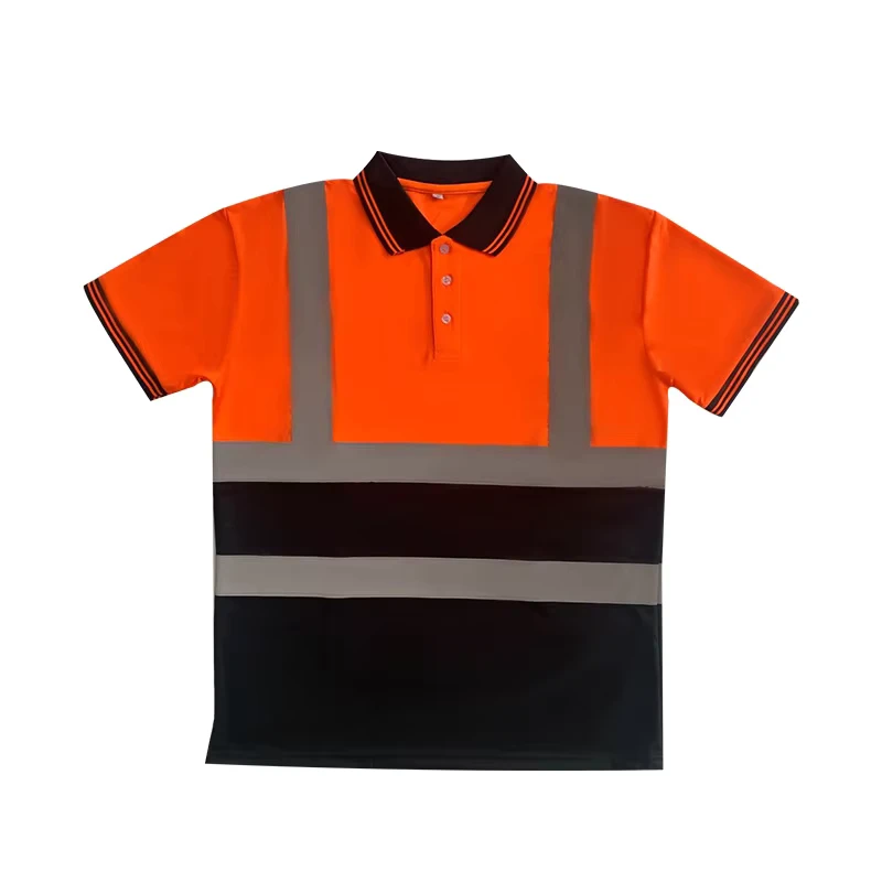 Custom Reflective Safety Polo Shirt Fluorescent Yellow Construction Workwear