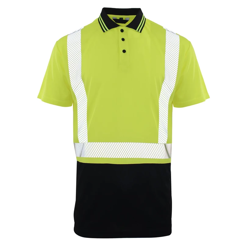 Custom Reflective Stripe Polyester Breathable Uniform Hi Vis Construction Safety Polo Shirts for Men