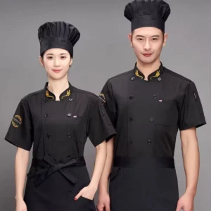 Custom Restaurant Bar Uniforms for Men and Women Breathable Summer Kitchen Work Clothes for Catering Baking Hotels