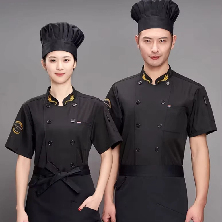 Custom Restaurant Bar Uniforms for Men and Women Breathable Summer Kitchen Work Clothes for Catering Baking Hotels