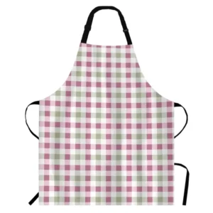 Custom Reusable Purple Checkered Polyester Bib Apron with Adjustable Neck Strap