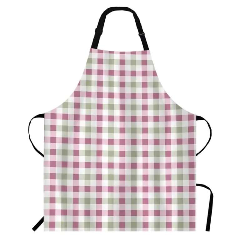 Custom-Reusable-Purple-Checkered-Polyester-Bib-Apron-with-Adjustable-Neck-Strap