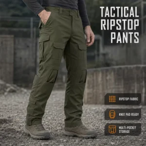 Custom Ripstop Tactical Cargo Pants Men Waterproof Breathable 65/35 Poly-Cotton Combat Trousers with Knee Pads OEM