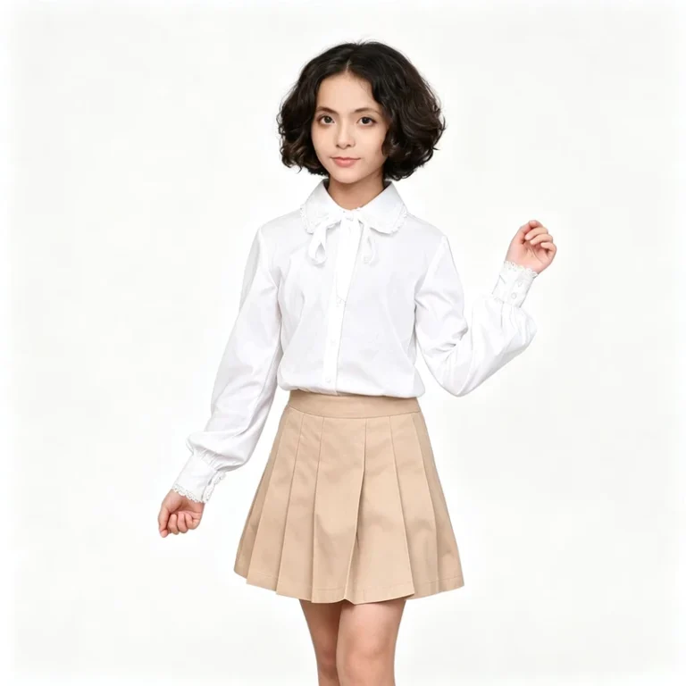 Custom-School-Uniform-Girls-Primary-School-Lace-Collar-Shirt-Pleated-Skirt-Bulk-School-Uniform-Manufacturer