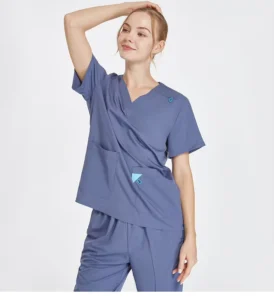 Custom Scrub Uniform Set Polyester Spandex Fabric Nurse Medical Scrubs