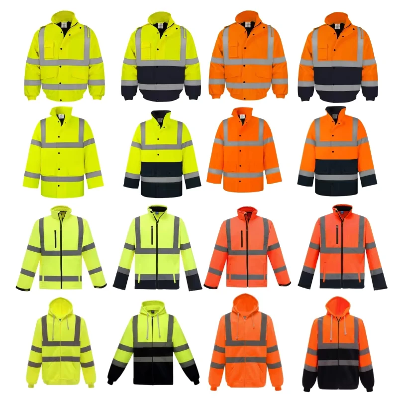 Custom Security Reflective Safety Jacket Waterproof Hi Vis Winter Warm Coat Construction Work Jacket High Visibility Workwear