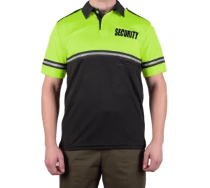 Custom Security Uniform Polo Shirts Two Tone Bike Patrol Hi Vis T Shirt Polos for Men With Reflective Stripes Zipper Pocket