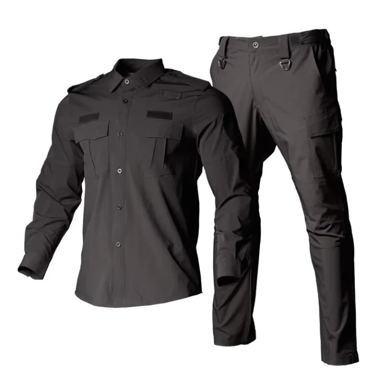 Custom-Security-Uniform-Sets-Rip-Stop-Training-Tactical-Suits-Long-Sleeve-Shirt-Cargo-Pants-Sets-With-Multi-Pocket