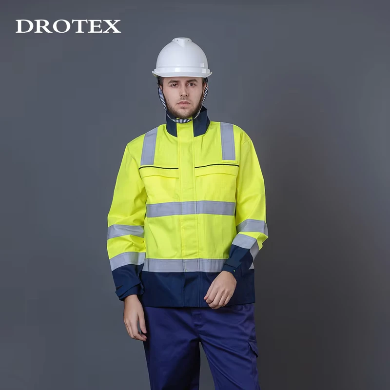 Custom Shipbuilding Work Clothes Polyester Hi Vis Anti Flame Work Wear Safety Men Jacket for Work