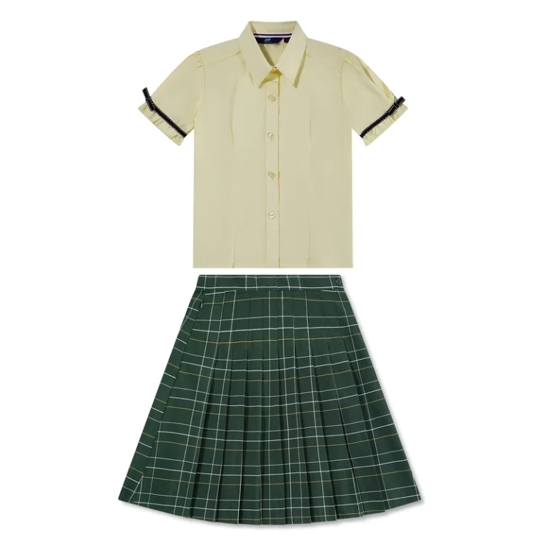 Custom-Short-Sleeve-Dress-and-Skirt-School-Uniform-Set-for-Primary-School-Girls