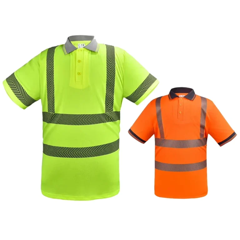 Custom-Short-Sleeve-High-Visibility-Reflective-Safety-Polo-Shirt-Road-Traffic-Workwear