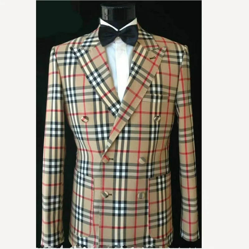 Custom Size Made to Measure Plaid Suits for Men Slim Fit Groom Wedding Tuxedo Prom Business Casual Male Suit NH802 3 Pieces