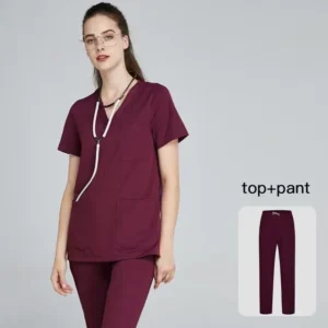 Custom Snap-Front Soft Cotton Nursing Scrubs Hospital Medical Uniform Sets for Women