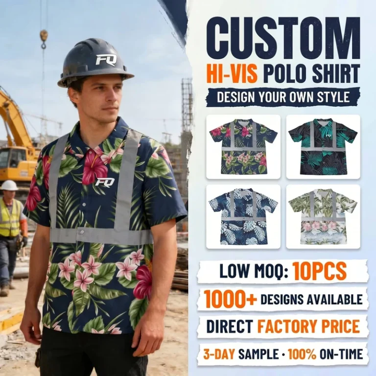 Custom-Sublimated-Hi-Vis-Polo-Shirt-Mens-Hawaiian-Aloha-Floral-Reflective-Tape-Safety-Work-Shirt-Tropical-Beach-Workwear-OEM