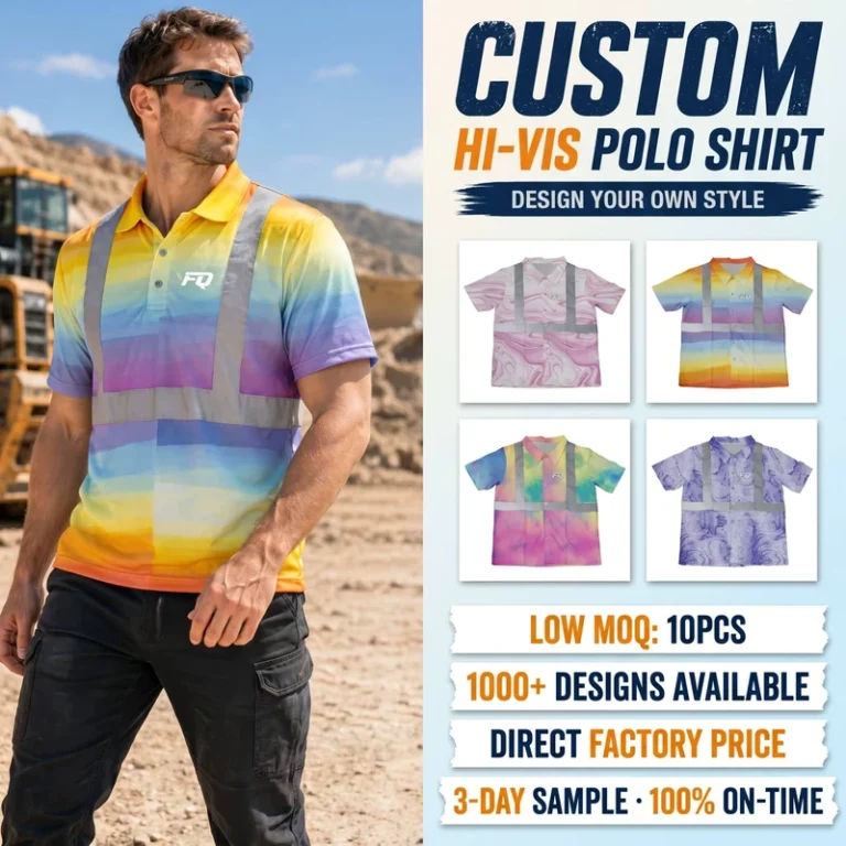 Custom-Sublimated-Hi-Vis-Polo-Shirt-Mens-Rainbow-Tie-Dye-Ombre-Reflective-Tape-Safety-Work-Shirt-Construction-Fashion-Workwear