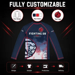 Custom Sublimated MMA Rash Guard Long Sleeve Compression Shirt Men BJJ Jiu Jitsu Fight Wear OEM Factory
