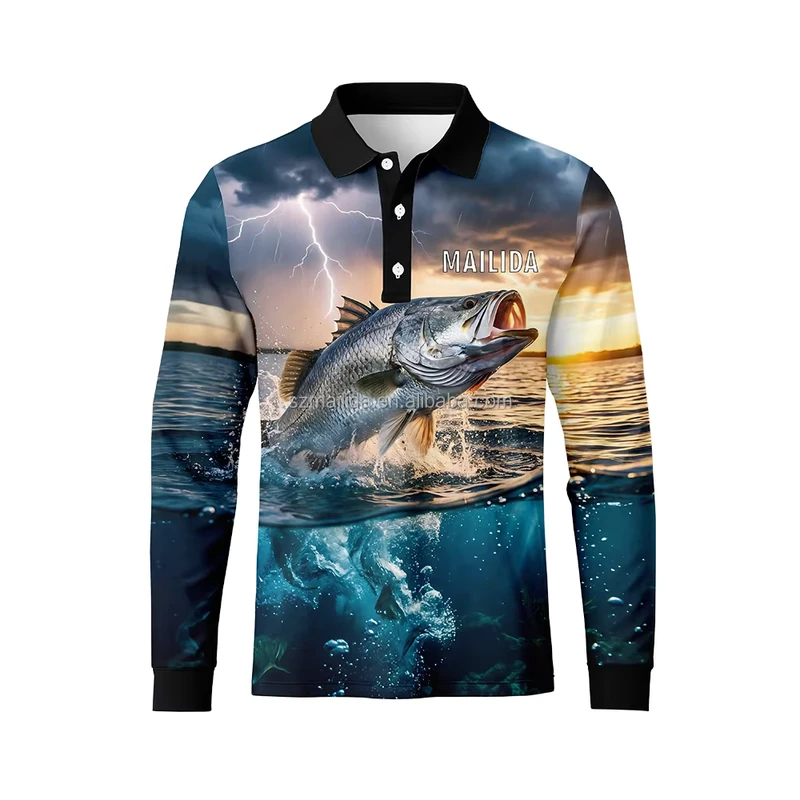 Custom Sublimated UPF 50+ Quick-Dry UV Protection Fishing Polo Shirt