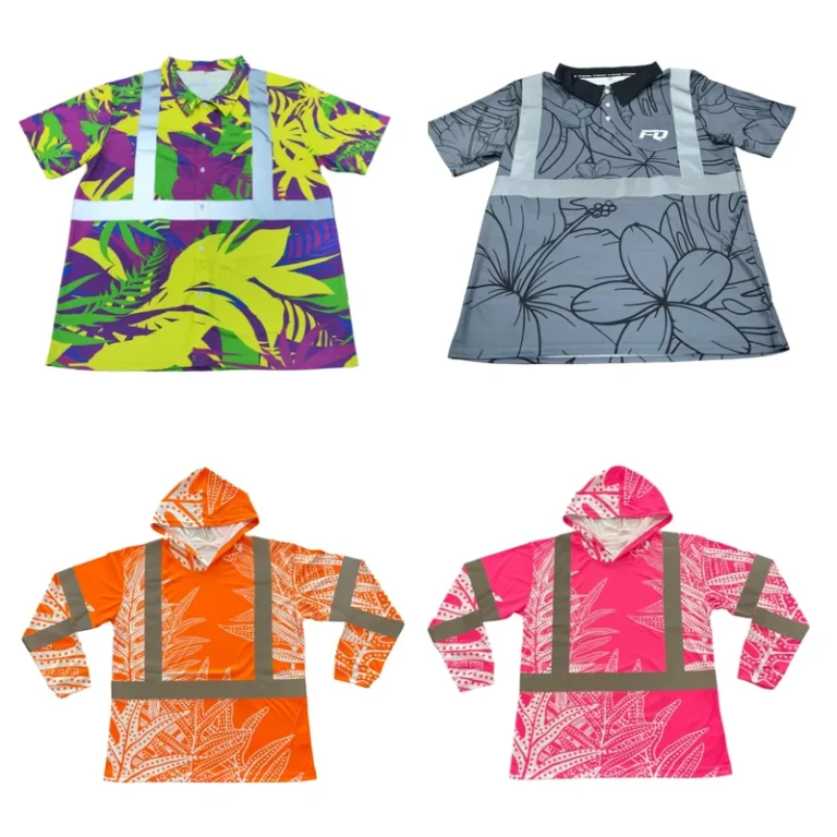 Custom-Sublimation-Hawaii-Aloha-Hi-Vis-Shirts-High-Visibility-Full-Buttons-Polo-Shirts-Reflective-Hi-Vis-Work-Wear-Shirts