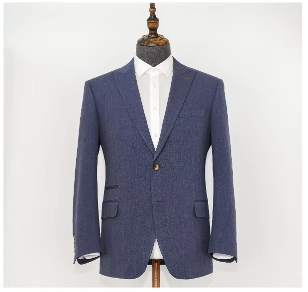 Custom Suit Official Men's Free Size Suit Jacket Business Formal Blue Gray Stripe Design Suit