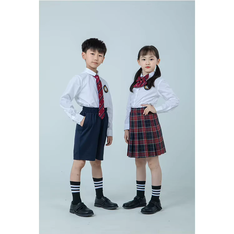 Custom-Summer-School-Uniforms-for-Primary-School-and-Kindergarten-Students-Knitted-Shorts-and-Skirt