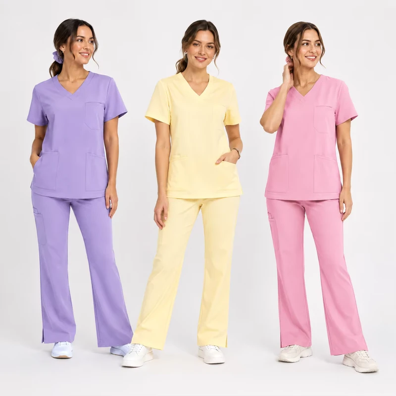 Custom Surgical Scrubs Women's Medical Scrub Set with Flare-Leg Pants