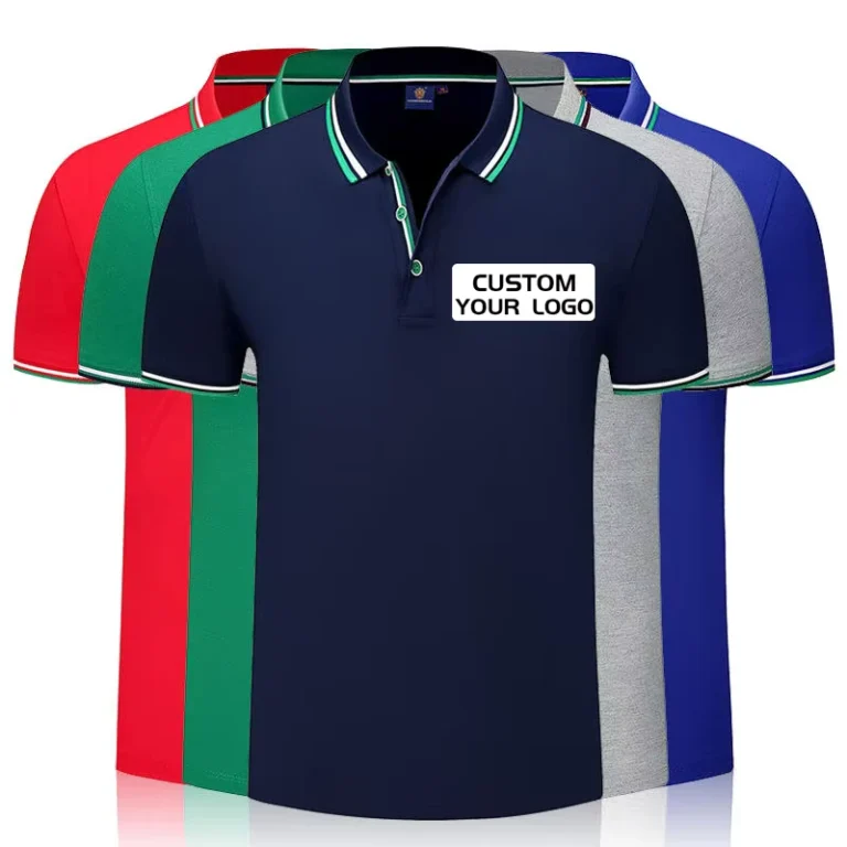 Custom-T-Shirt-Logo-Summer-Polo-Shirts-Lapel-Work-Clothes-Silk-100-Cotton-Short-Sleeve-With-Embroidery-Logo-Advertising-T-Shirt