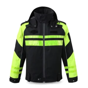 Custom Thermal LED Flash Hi Vis Motorcycle Jacket ANSI Class 1 High Reflective Oxford Windproof Off Road Racing Safety Coat