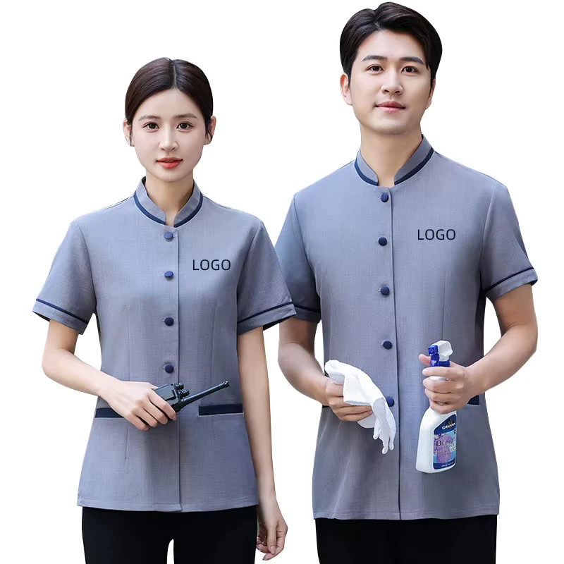 Custom Trade Work Shirt Housekeeping Short Sleeve Construction Shirts for Heat Hotel Cleaning Women Polo T shirts Uniform
