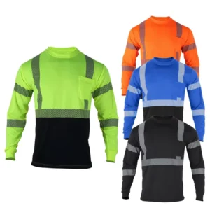 Custom Type R Class 3 High Visibility Reflective Workwear Shirt Breathable Quick Dry Long Sleeve Hi Vis Safety Shirts